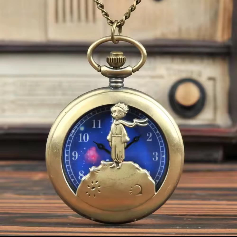 Vintage Bronze Hollow Design Little Prince Necklace Pendant 

Pocket Watch